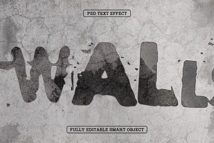 PSD Gratis grunge concrete wall paint text effect
