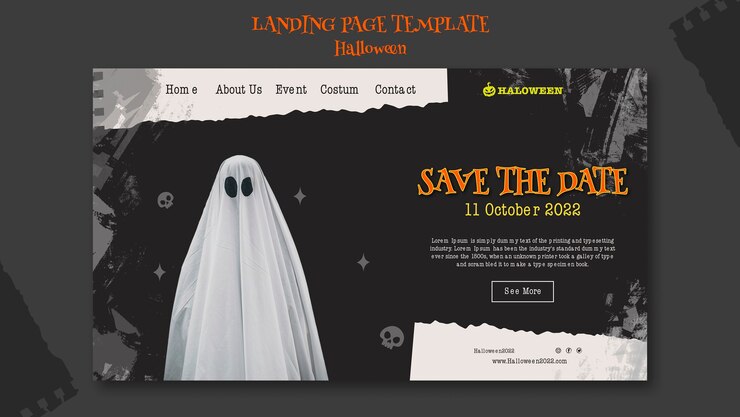 PSD Gratis grungy happy halloween landing page template