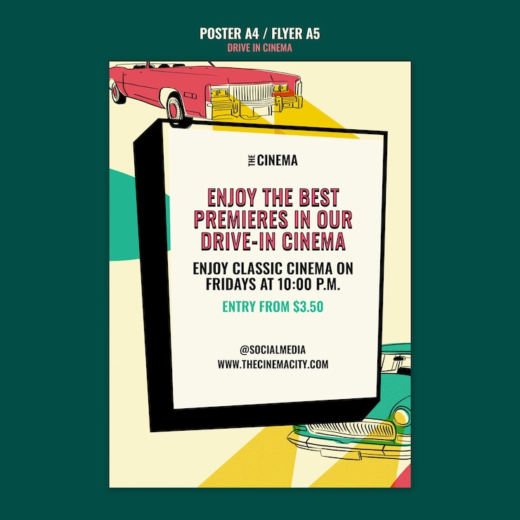PSD gratuito guida nel modello di poster del cinema