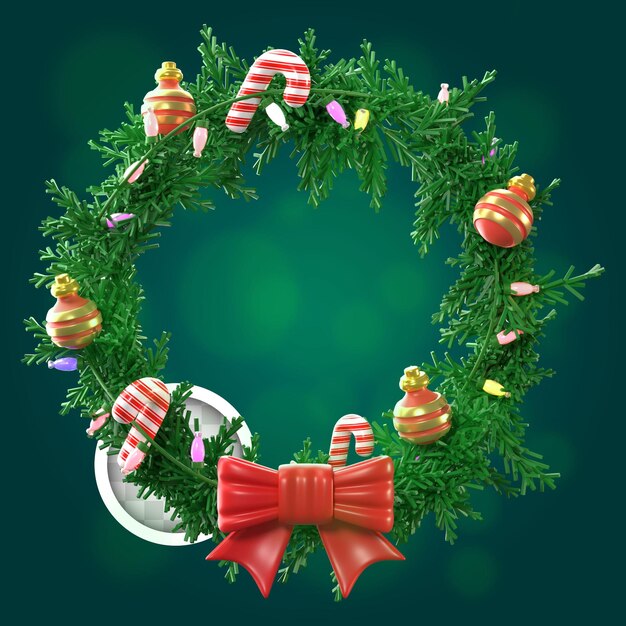 Guirnalda de Navidad con luces Ilustración 3D