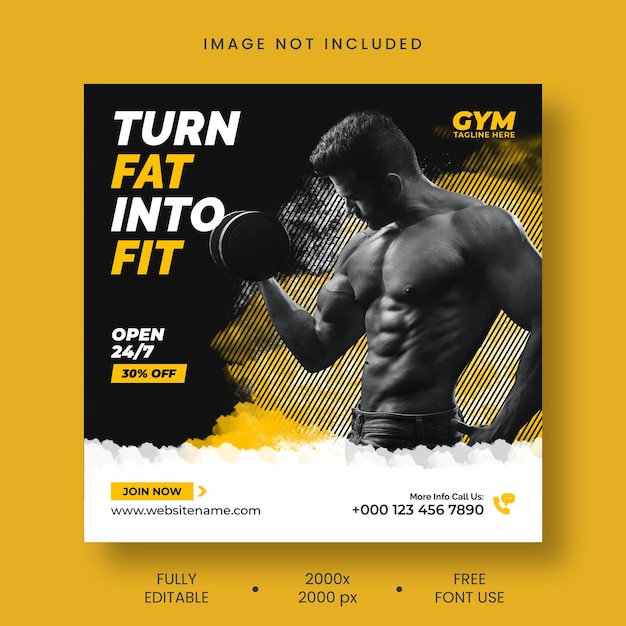 Gym fitness sociale media en Instagram postsjabloon