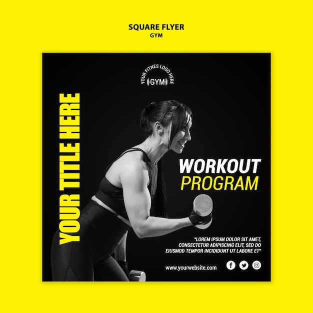 Gratis PSD gym flyer sjabloon concept