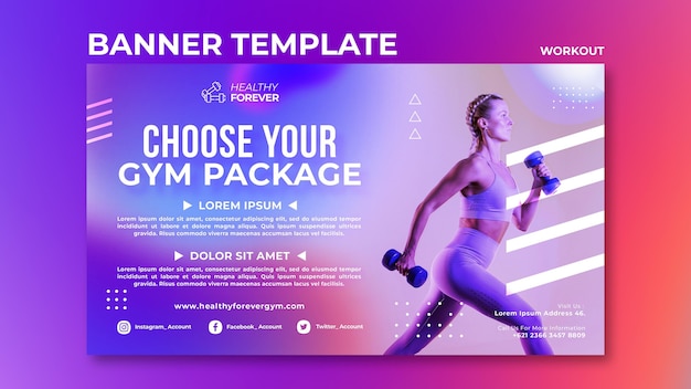 Gratis PSD gym pakket promo sjabloon voor spandoek