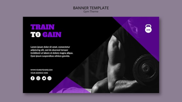 Gratis PSD gym thema concept sjabloon voor spandoek