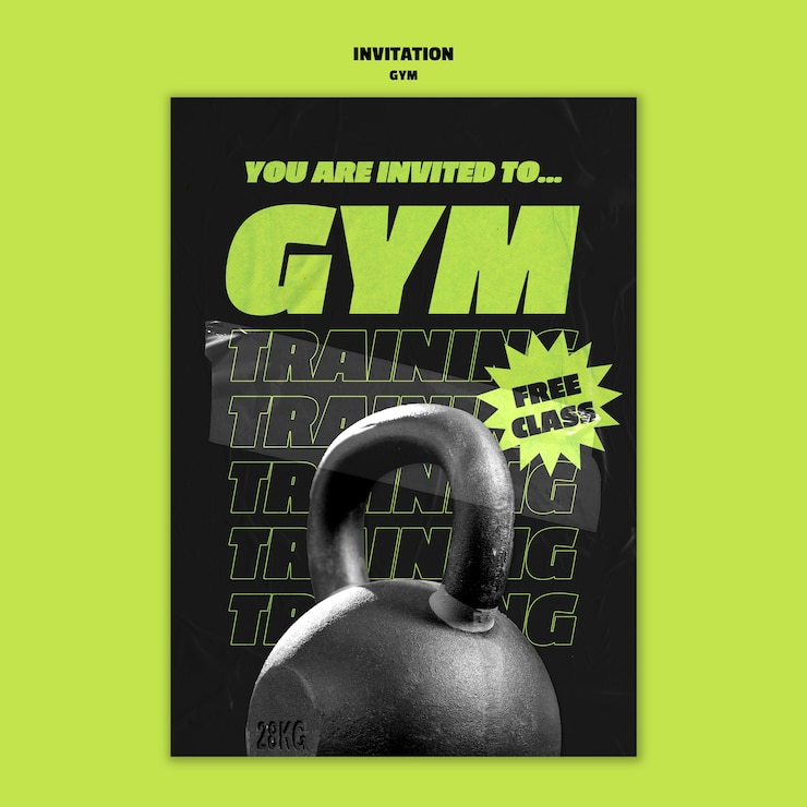 PSD Gratis gym training invitation template