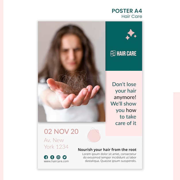 Gratis PSD haarverzorging advies poster sjabloon