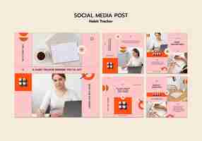 Gratis PSD habit tracker social media postverzameling