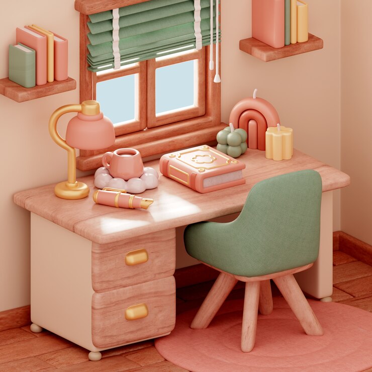 PSD gratuito una habitación de diseño de interiores vintage y linda.