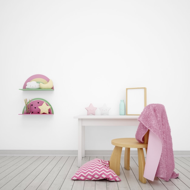 PSD gratuito habitación infantil decorada con lindos objetos.