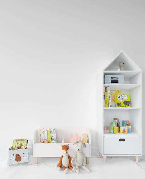PSD gratuito habitación infantil con estantes y juguetes.