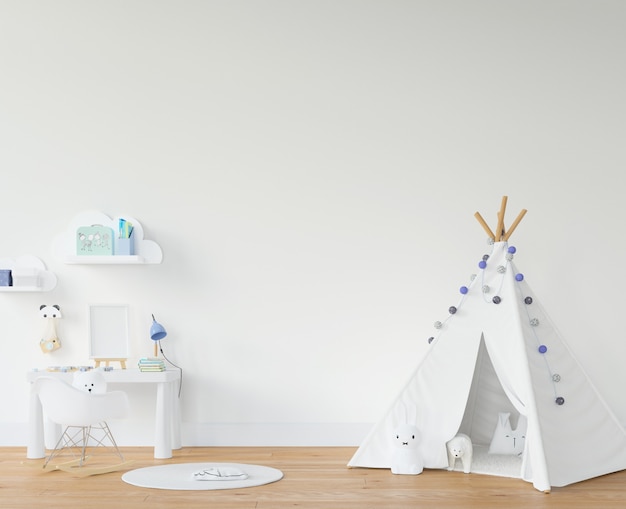 Habitación infantil con tipi blanco