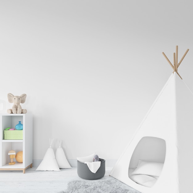 Habitación infantil con tipi blanco