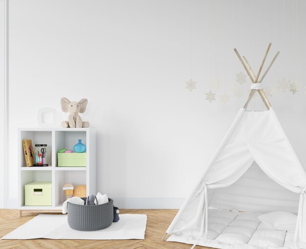 Habitación infantil con tipi blanco