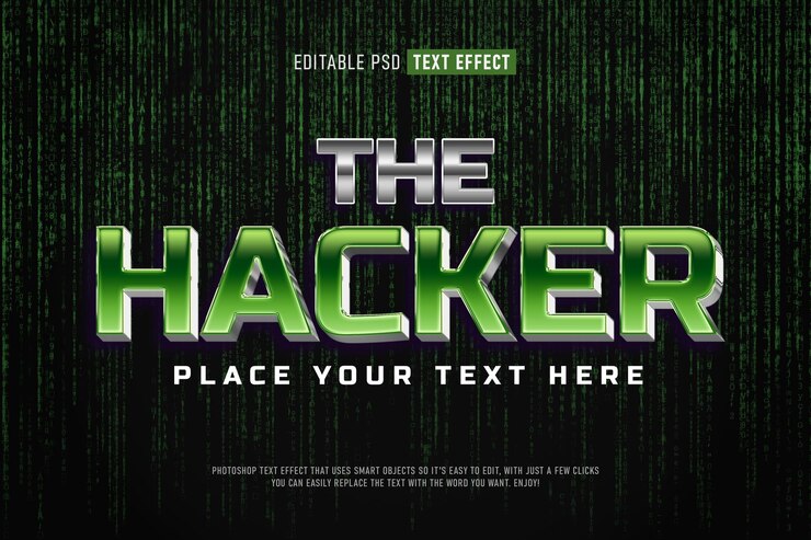 Gratis PSD hacker 3d psd-teksteffect