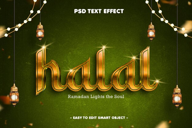 Halal Ramadan Kareem Efecto de texto editable