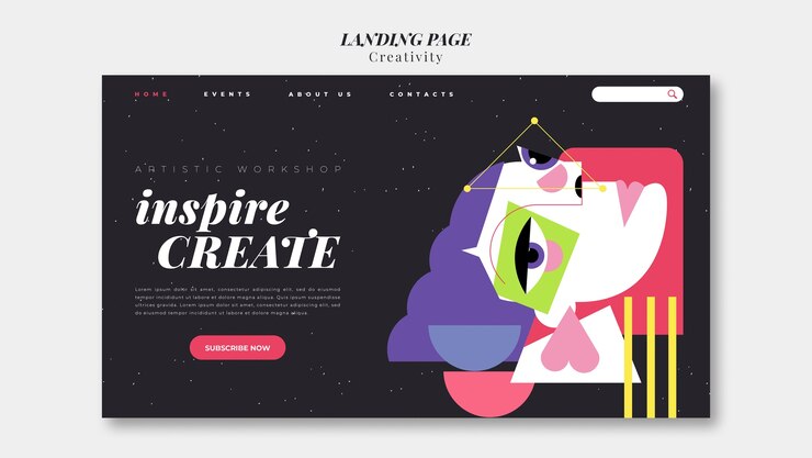 PSD Gratis halaman arahan konsep kreativitas desain datar
