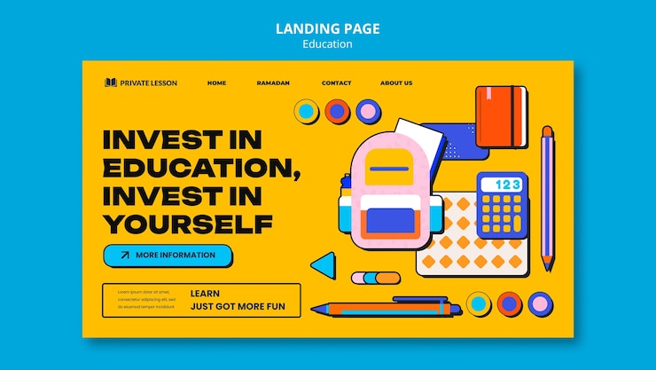 PSD Gratis halaman arahan pendidikan desain datar