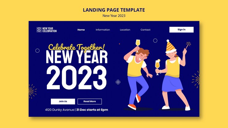 PSD Gratis halaman arahan perayaan tahun baru 2023