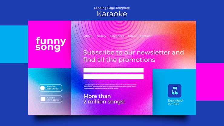 PSD Gratis halaman arahan pesta karaoke gradien