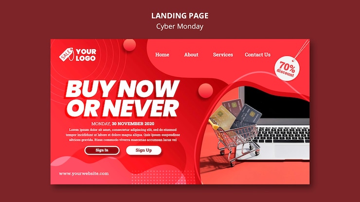 PSD Gratis halaman landas cyber monday
