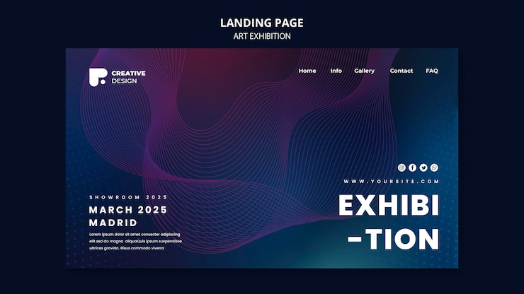 PSD Gratis halaman landas pameran seni