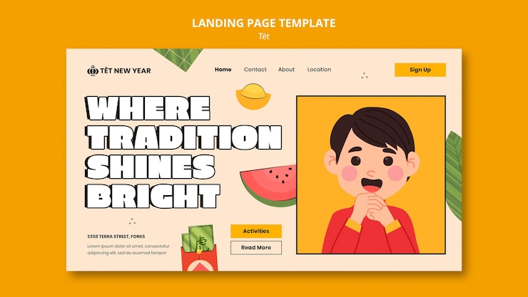 PSD Gratis halaman landas perayaan tahun baru imlek