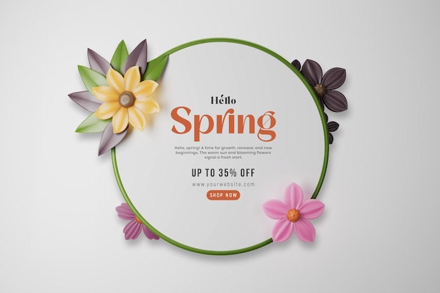 Gratis PSD hallo lente social media banner met bloemen en bladeren