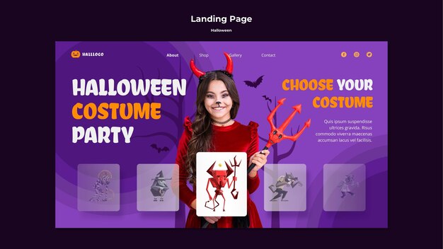 Gratis PSD halloween concept bestemmingspagina sjabloon