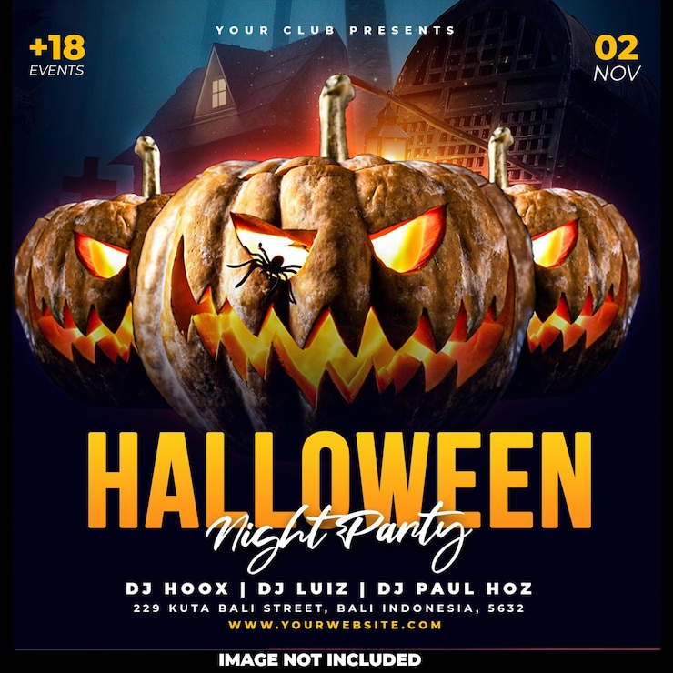 PSD Gratis halloween night party social media post design template