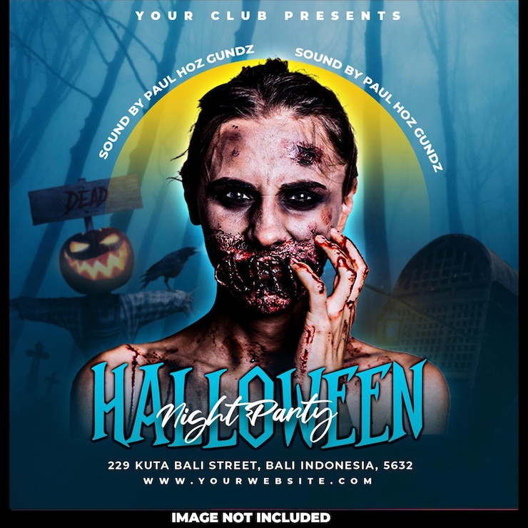PSD Gratis halloween night party social media post design template