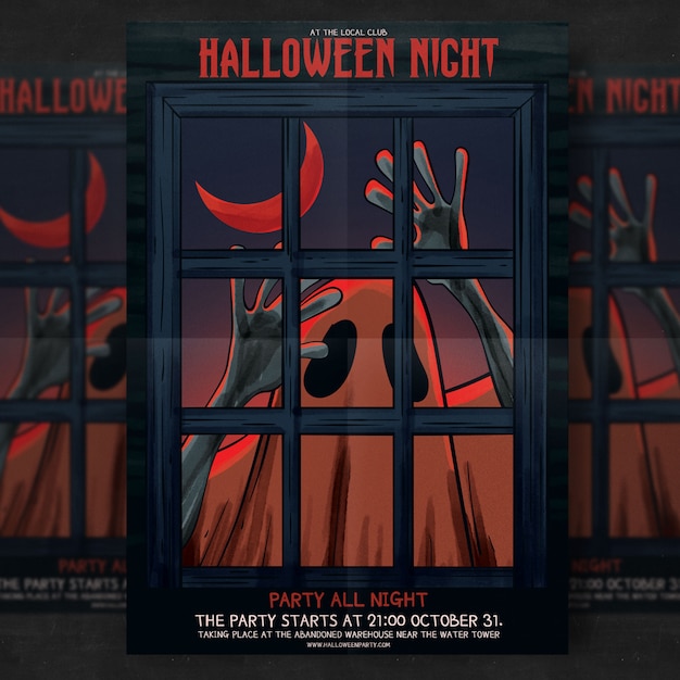 Gratis PSD halloween-partij flyer-sjabloon