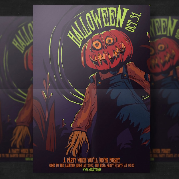 Gratis PSD halloween-partij flyer-sjabloon