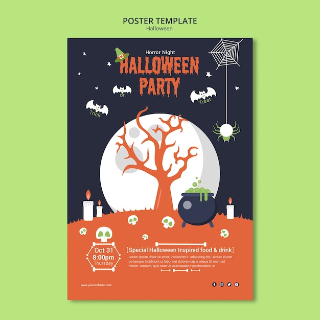 Halloween-partij volle maan nacht poster sjabloon