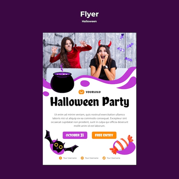 Halloween party flyer sjabloonontwerp