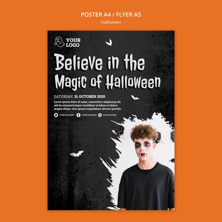 Gratis PSD halloween party poster sjabloon