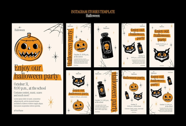 Gratis PSD halloween viering instagram verhalen sjabloon