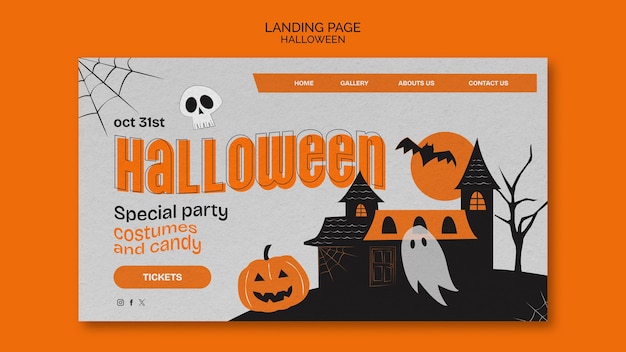 Gratis PSD halloween viering landingspagina sjabloon