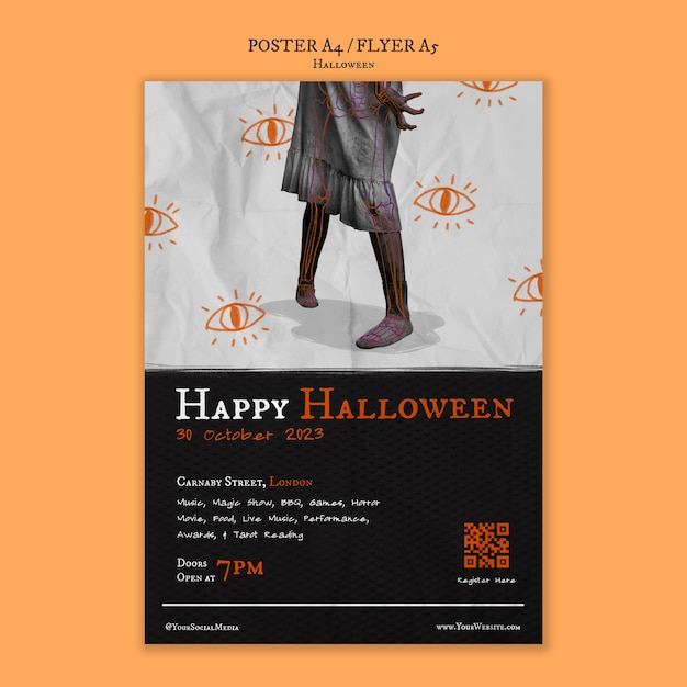 Gratis PSD halloween viering poster sjabloon