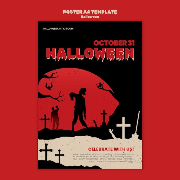 Gratis PSD halloween viering poster sjabloon