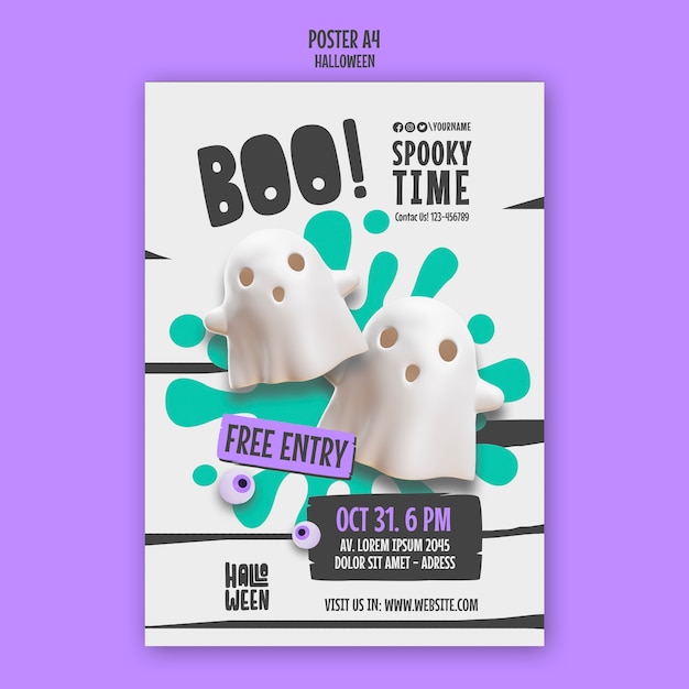 Gratis PSD halloween viering poster sjabloon