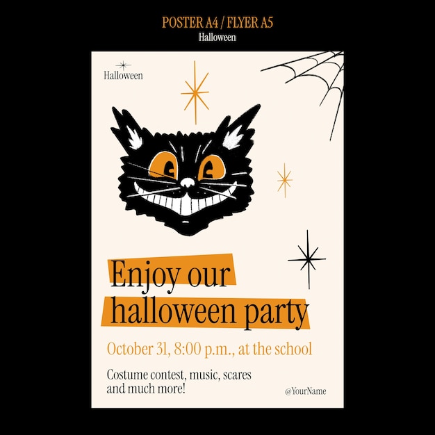 Gratis PSD halloween viering poster sjabloon