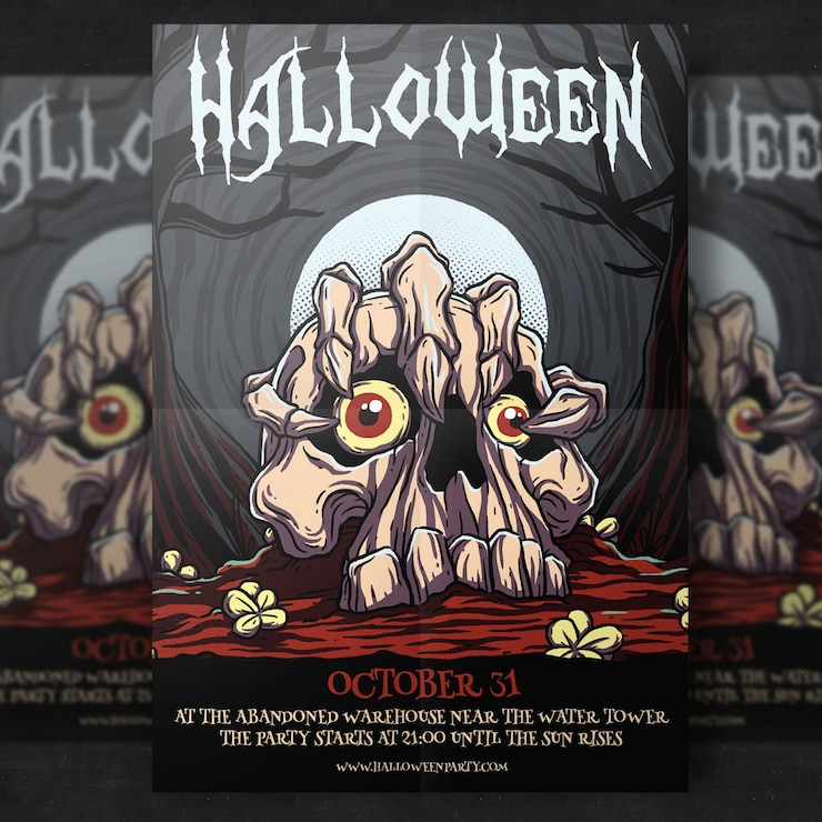 PSD gratuito halloween volantino modello partito