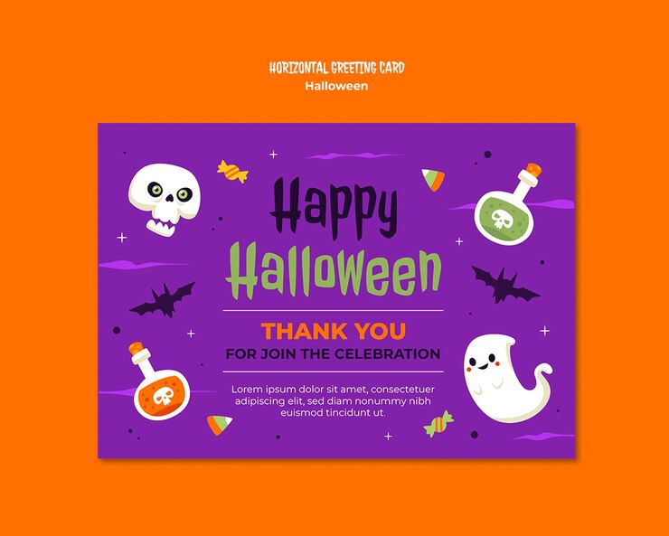 Gratis PSD halloweencard voor de halloweenviering