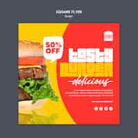 Gratis PSD hamburger concept vierkante flyer-sjabloon