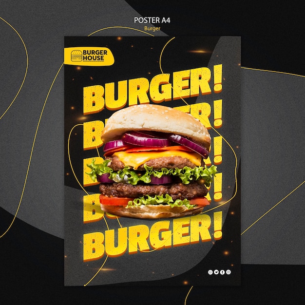 Gratis PSD hamburger poster sjabloon stijl