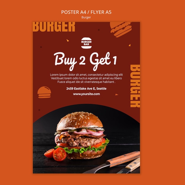 Gratis PSD hamburger poster sjabloon