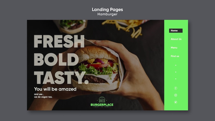 PSD Gratis hamburger restaurant landing page template