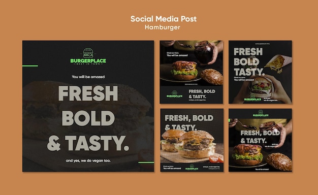 Gratis PSD hamburger restaurant sociale media post sjabloon