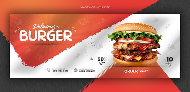 Hamburger verkoop voedselmenu sociale media facebook omslag of webbannersjabloon