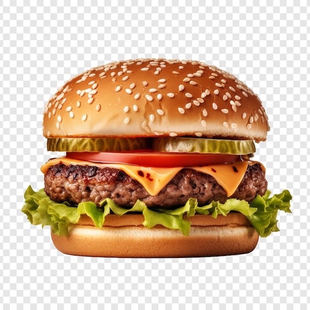 Hamburguesa aislada sobre un fondo transparente